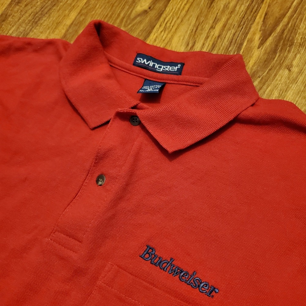 Vintage 90s Budweiser Polo Shirt‎ Men XL Red Swingster USA Made Golf